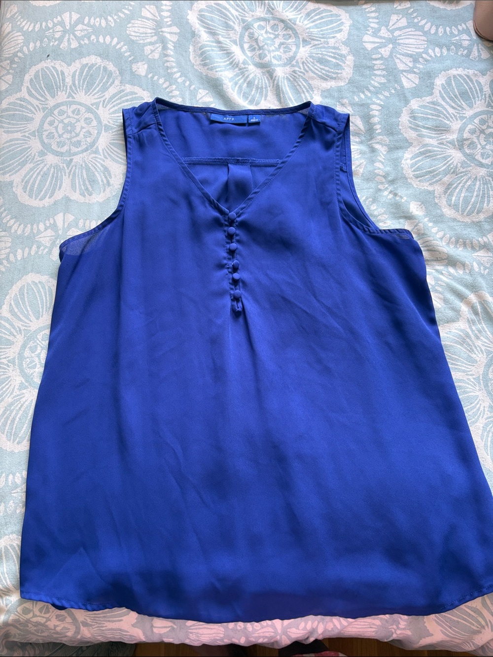 Apt. 9 Cobalt Blue Sleeveless V-Neck Button-Front Shell Top